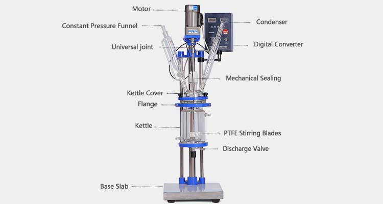 1l jacketed glass reactor Parts drawing